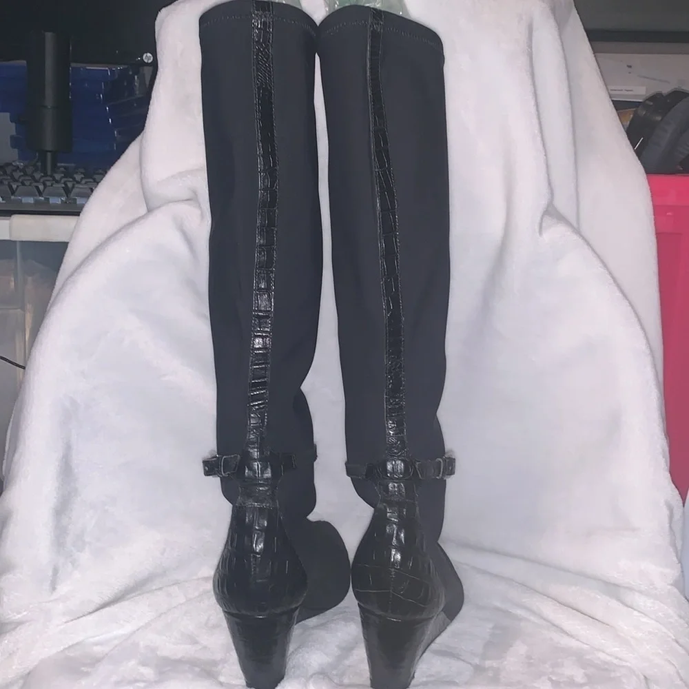 Donald J Piner pull on couture wedge boots
